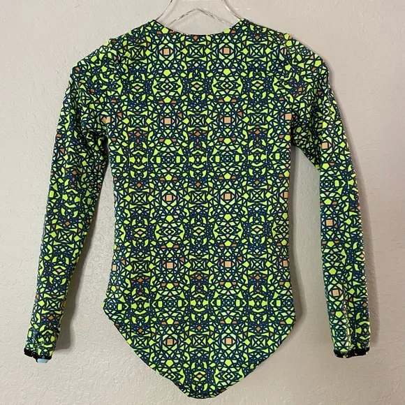 Maaji Green and Pink Rashguard Swimwear with Long Sleeves